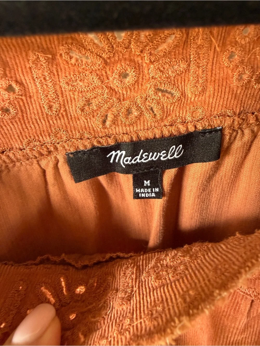 Madewell Cotton Corduroy Embroidered Square-Neck Mini Dress Medium - Picture 7 of 9
